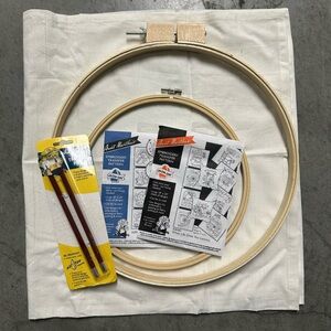 Wood Embroidery Hoops with Needles and Pattern Inserts - Natural